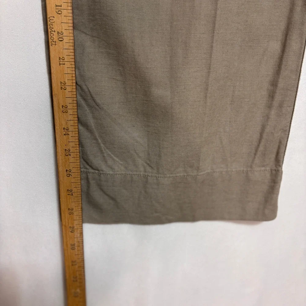 H&M Wide Leg Pants Women XS Taupe Linen Blend Paperbag Waist Casual Boho Coastal